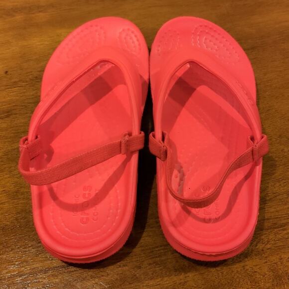 CROCS Red  Classic Flip Sandals toddler little kids size C10 - Picture 4 of 6